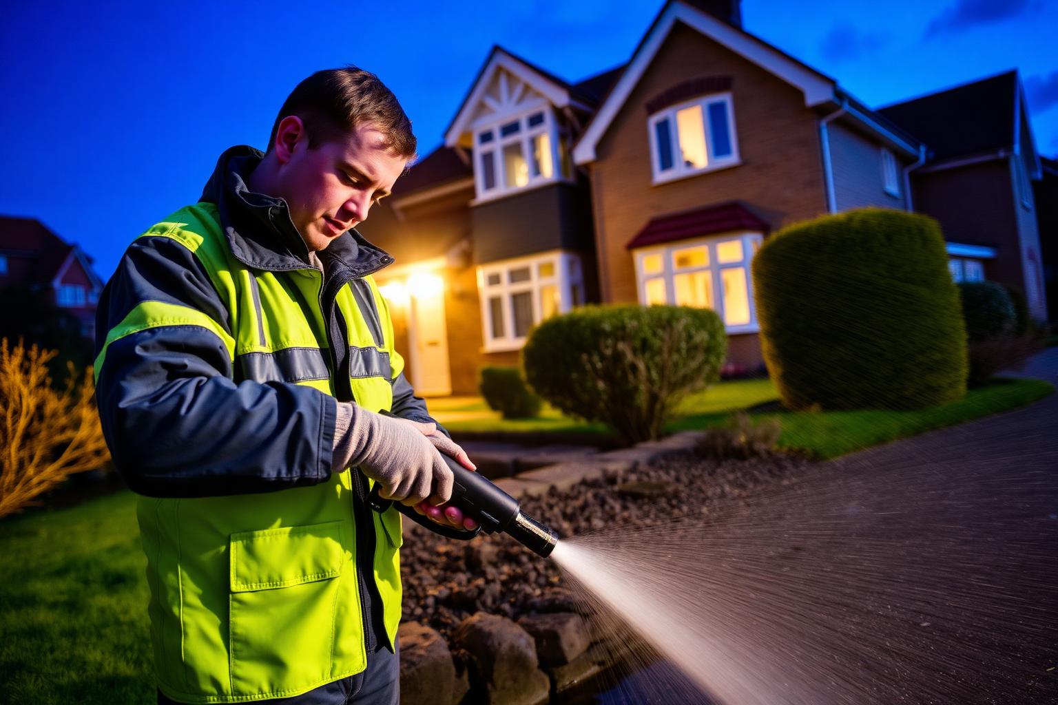NorthFlow Drainage engineer carrying out high pressure water jetting work in Ramsbottom, Greater Manchester (BL0)